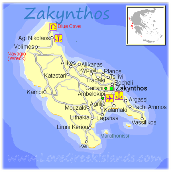 Map of Zakynthos